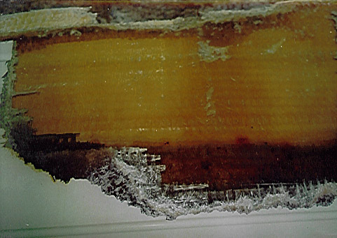 Damages caused by poor workmanshipNo bond between two layers of roving