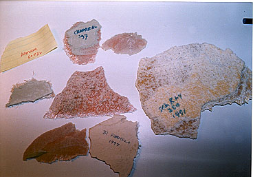 sample materials found within the broken up hull sides